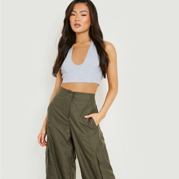 Missguided Gray Ribbed Micro Halterneck Bralet - Picture 3 of 12